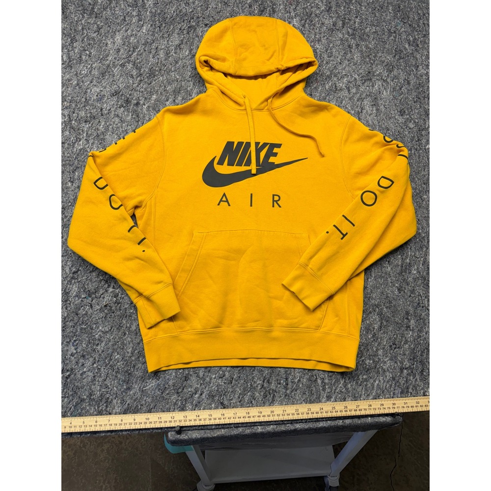 Nike Air Hoodie Mens Small Yellow Just Do It Graphic Pullover Fleece CJ4852-743